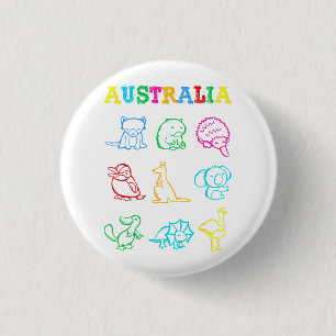 Bóton Redondo 2.54cm Camisa de criança do dia da Austrália Animais engr