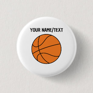 Bóton Redondo 2.54cm Camiseta Básica Masculina de Basquete com Texto Pe