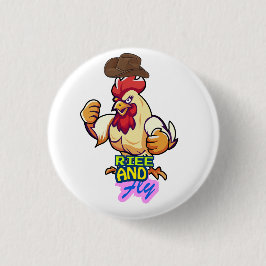 Bóton Redondo 2.54cm Camiseta "Frango Engraçado Levanta e Voa”