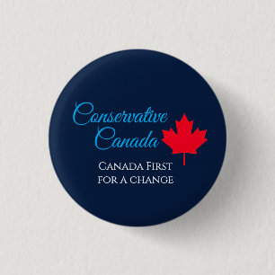 Bóton Redondo 2.54cm Canadá Conservador. Canadá primeiro para uma mudan
