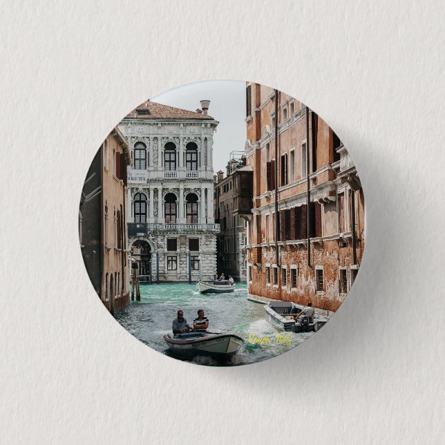 Bóton Redondo 2.54cm Canal de Venice Boat (Frente)