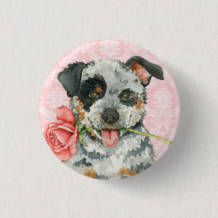 Bóton Redondo 2.54cm Cão australiano cor-de-rosa do gado dos namorados