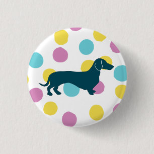 Bóton Redondo 2.54cm Cão Cachinho Púrpura Azul Cor-de-rosa mármore