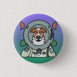 Bóton Redondo 2.54cm Cão minimalista astronauta no espaço Engraçado e