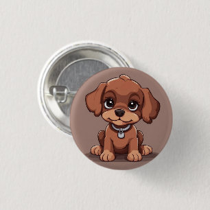Bóton Redondo 2.54cm Cãozinho castanho-branco