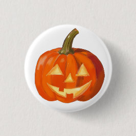 Bóton Redondo 2.54cm Cara de Abóbora Pintada