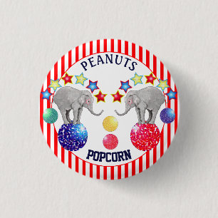 Bóton Redondo 2.54cm Carnaval de Estrelas de Circo Elefante