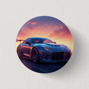 Bóton Redondo 2.54cm Carro Esportivo Elegante Dirigindo ao Pôr do Sol C
