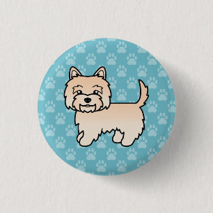 Bóton Redondo 2.54cm Cartoon Cairn Terrier Dog Desenho De Azul