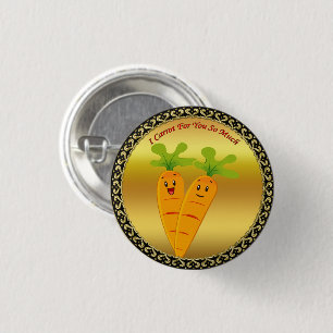 Bóton Redondo 2.54cm Cartoon cenoura com olhos grandes e um sorriso par