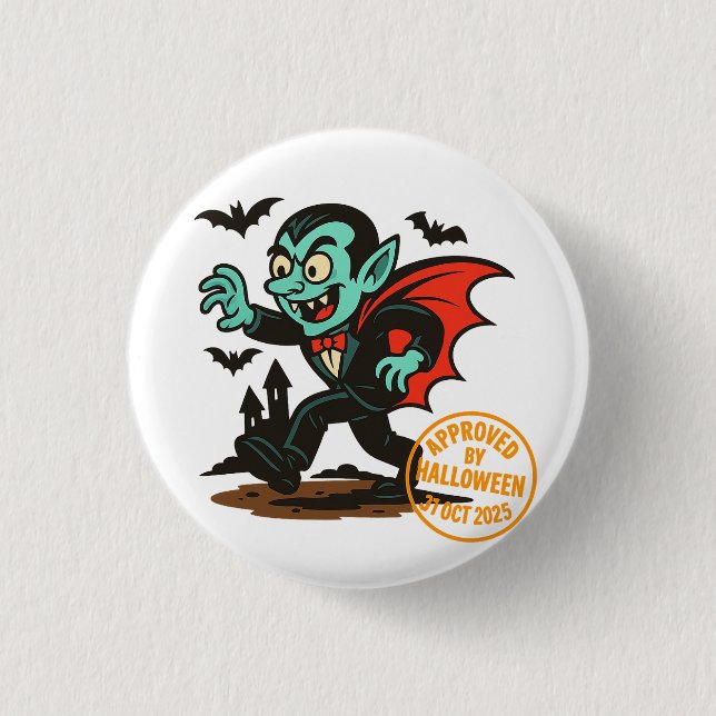 Bóton Redondo 2.54cm Cartoon Dracula Vampiro - Aprovado pelo Halloween (Frente)