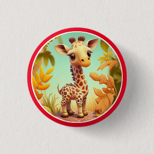 Bóton Redondo 2.54cm Cartoon Tropical Cachorinha Girafa