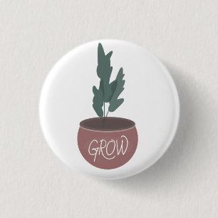 Bóton Redondo 2.54cm Casa Botânica de Plantas ZZ Vaso de Verdura