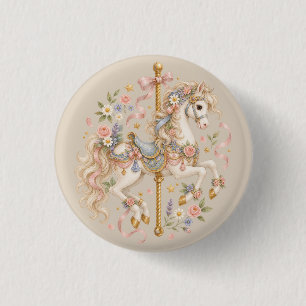 Bóton Redondo 2.54cm Casa de Cavalos de Carrossel Antigo Presente Cotta