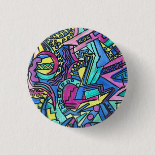 Bóton Redondo 2.54cm Casa Mia-Arte Abstrata Pintada à Mão