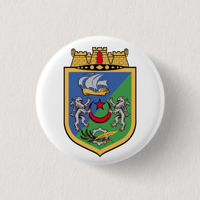Bóton Redondo 2.54cm Casaco de Armas de Argel (Frente)