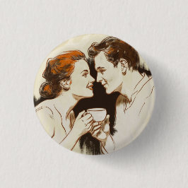 Bóton Redondo 2.54cm Casais Românticos de Data do Café Compartilhando B