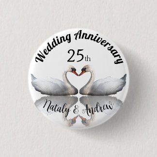 Bóton Redondo 2.54cm Casal branco de natação do aniversário de casament