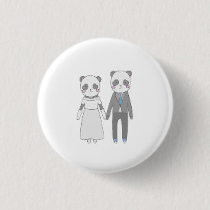 Bóton Redondo 2.54cm Casal de Noivos Panda Fofo – Noiva & Noivo Kawaii