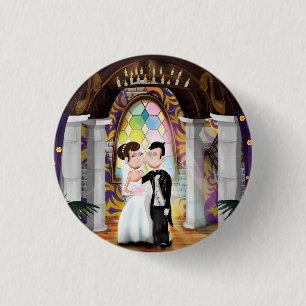 Bóton Redondo 2.54cm Casal Wedding na igreja