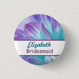 Bóton Redondo 2.54cm Casamento Azul e Púrpura Dahlia A08