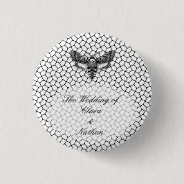Bóton Redondo 2.54cm Casamento Crânio de Mariposa Gótica – Elegância So