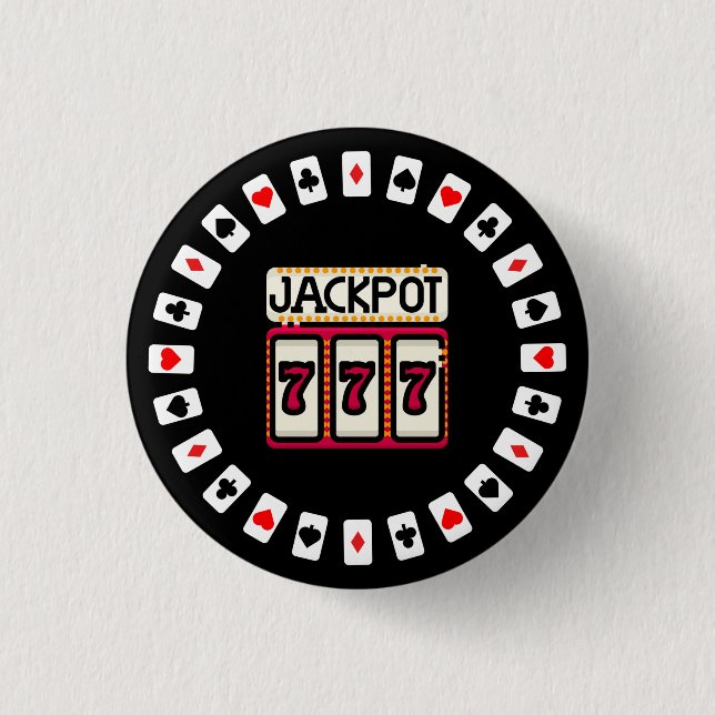 Bóton Redondo 2.54cm Casino bateu no Jackpot 777 (Frente)