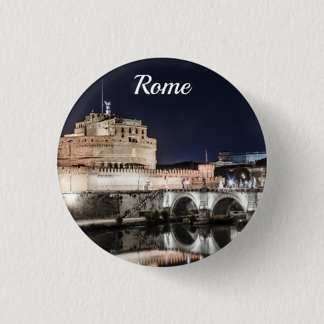 Bóton Redondo 2.54cm Castel Sant Angelo à noite em Roma (Frente)