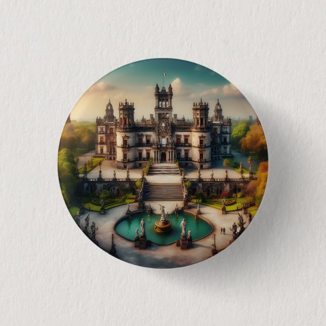 Bóton Redondo 2.54cm Castelo de Chapultepec México Viagem Antiga (Frente)