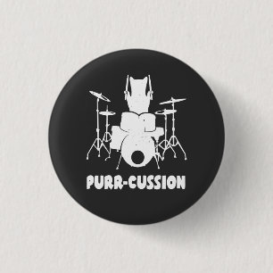Bóton Redondo 2.54cm Cat Drummer Purr Cussion Engraçado