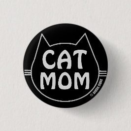 Bóton Redondo 2.54cm CAT MOM Preto e Branco