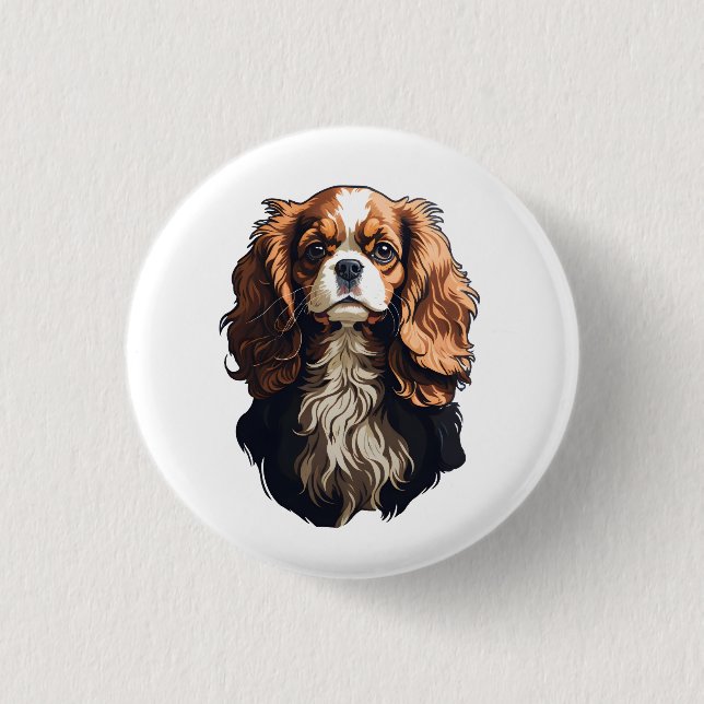 Bóton Redondo 2.54cm Cavalier King Charles Spaniel cão (Frente)
