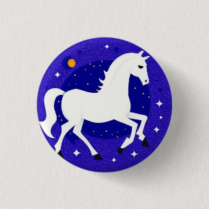 Bóton Redondo 2.54cm Cavalo Branco Elegante em Exposição Noturna Cósmic