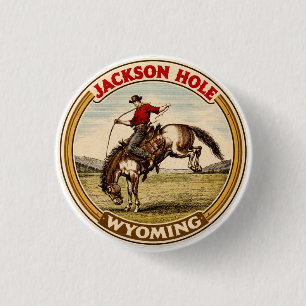 Bóton Redondo 2.54cm Cavalo bronco de Jackson Hole antigo wyoming gits