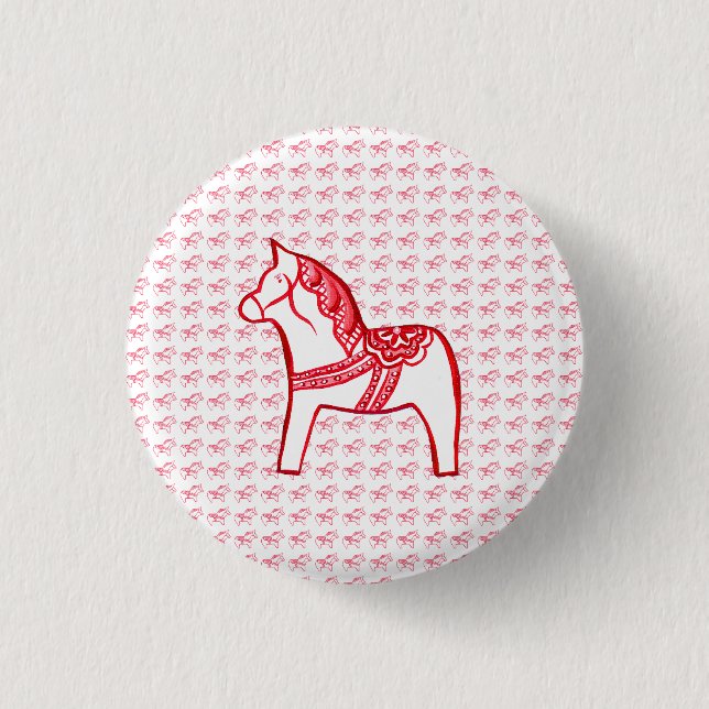 Bóton Redondo 2.54cm Cavalo Vermelho e Branco (Frente)