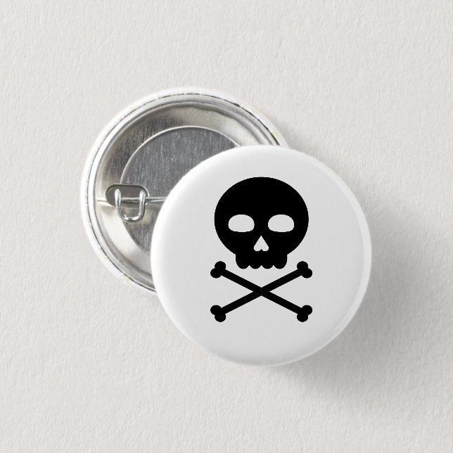 Bóton Redondo 2.54cm Caveira e Ossos (Frente & Verso)
