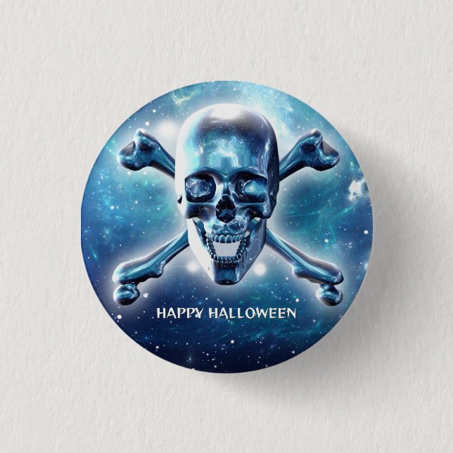 Bóton Redondo 2.54cm Caveira espacial. Personalizável (Frente)