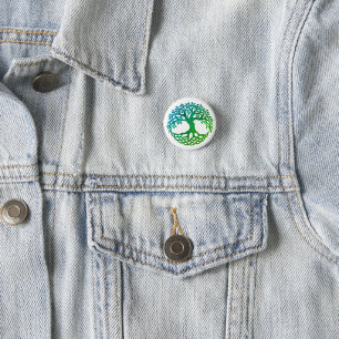 Bóton Redondo 2.54cm Celtic Tree of Life Button (Blue-Green)
