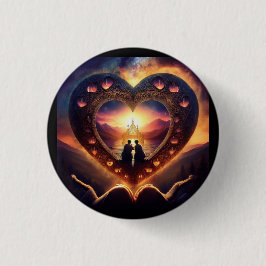 Bóton Redondo 2.54cm Cena Surreal Com Casal Adorável Descansando No Cor