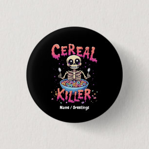 Bóton Redondo 2.54cm Cereal Killer Breakfast Cereal Engraçado Skeleton