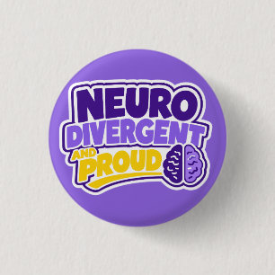 Bóton Redondo 2.54cm Cérebro Neurodivergente e Orgulhoso