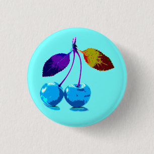 Bóton Redondo 2.54cm Cerejas azuis-claras vibrantes