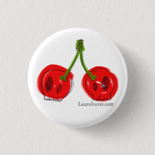 Bóton Redondo 2.54cm cerejas do crânio (Frente)