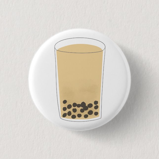 Bóton Redondo 2.54cm Chá com Pérolas de Tapioca Presente Boba (Frente)