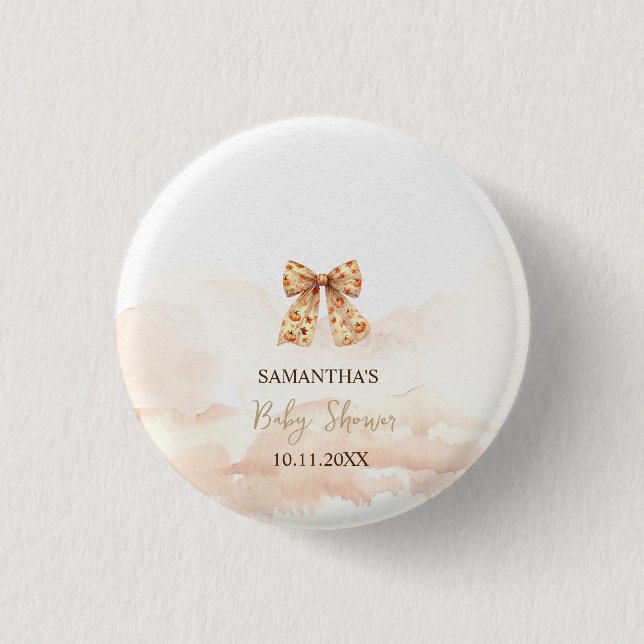 Bóton Redondo 2.54cm Chá de Bebê Arco de Abóbora de Outono Fofo (Frente)