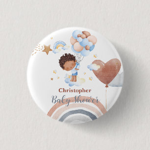 Bóton Redondo 2.54cm Chá de fraldas de criança afro-americano de bebê b