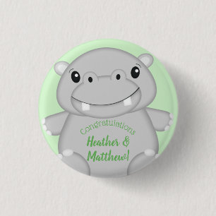 Bóton Redondo 2.54cm Chá de fraldas Hippo