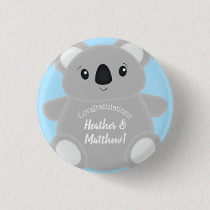Bóton Redondo 2.54cm Chá de fraldas Koala Bear