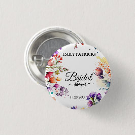Bóton Redondo 2.54cm Chá de noiva floral colorido