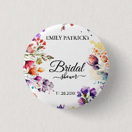 Bóton Redondo 2.54cm Chá de noiva floral colorido